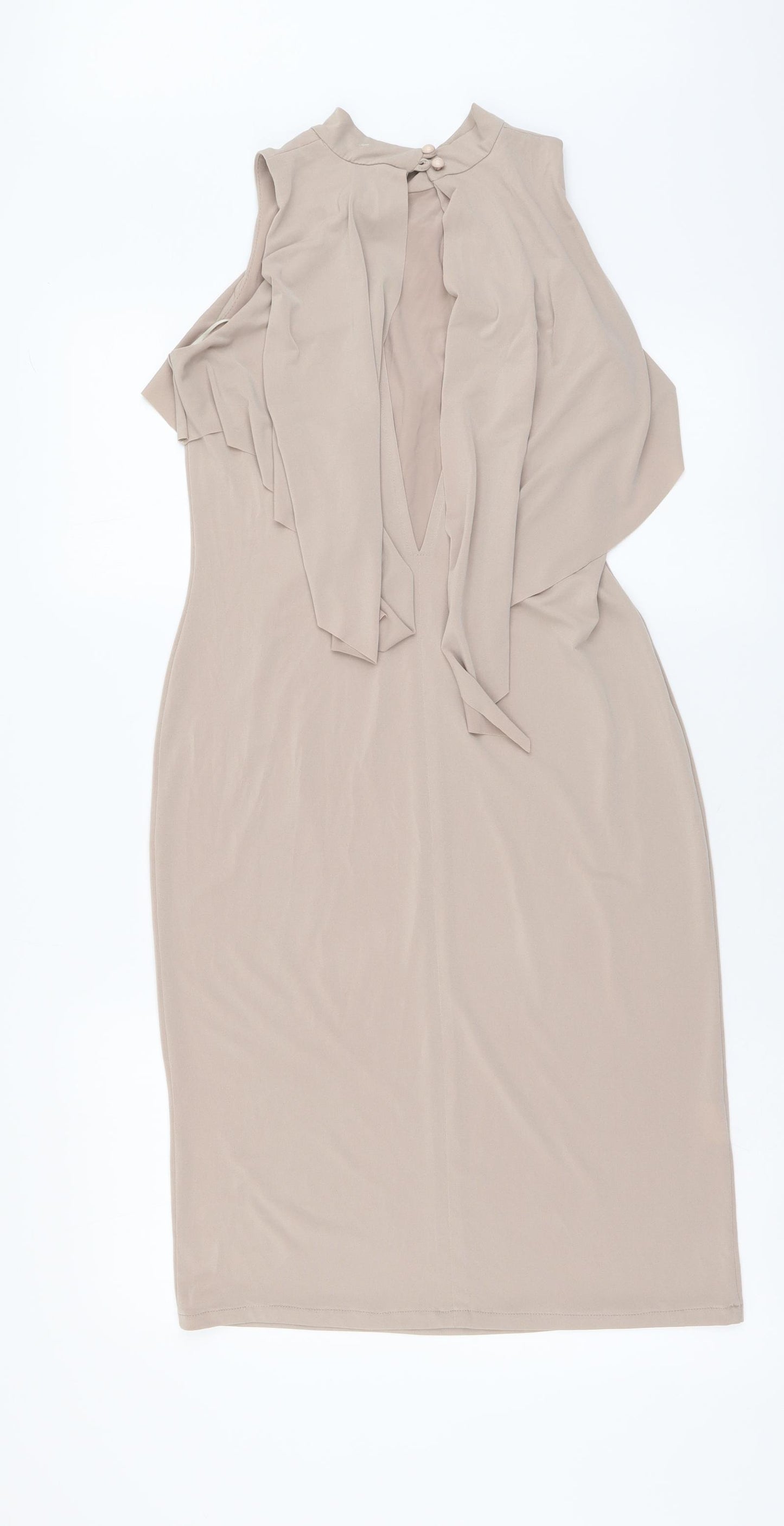 Lobe Womens Beige Polyester Sheath Size S Mock Neck Pullover