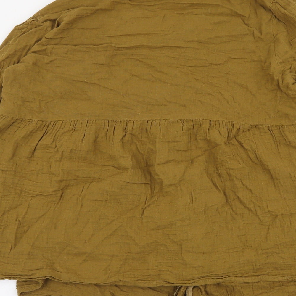 Vertbaudet Womens Green Cotton Basic Button-Up Size 20 V-Neck