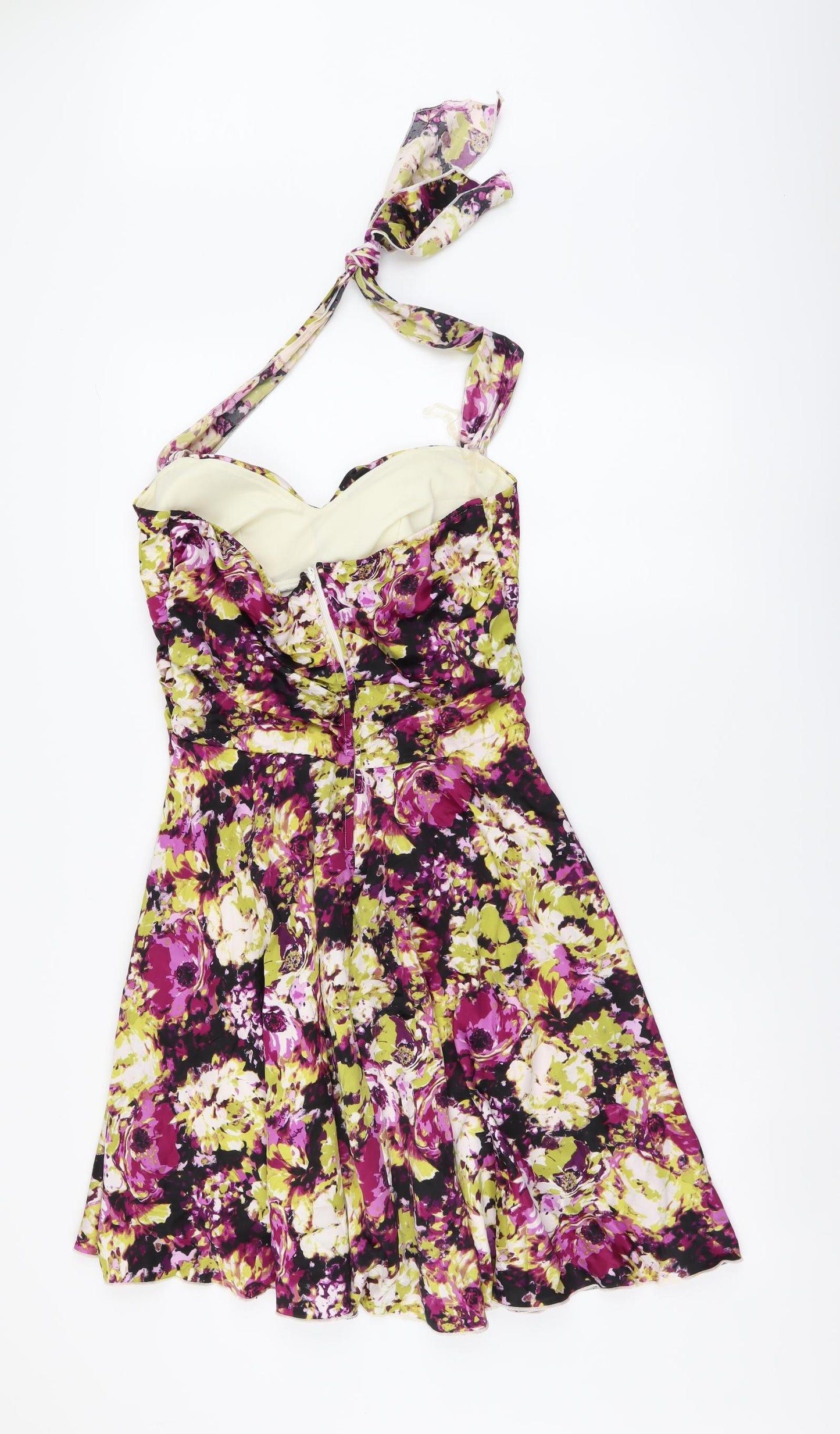 Ruby Rox Womens Multicoloured Floral Polyester Skater Dress Size 6 Halter Zip