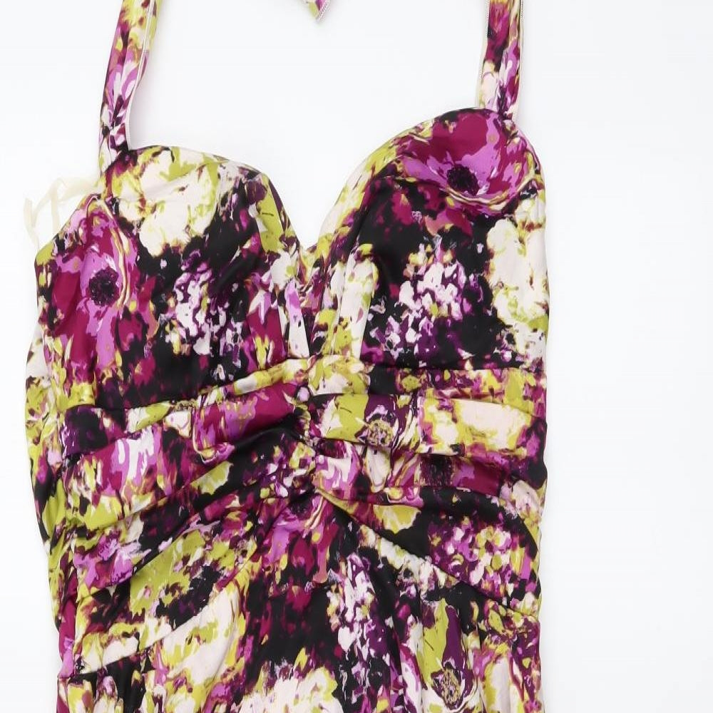 Ruby Rox Womens Multicoloured Floral Polyester Skater Dress Size 6 Halter Zip