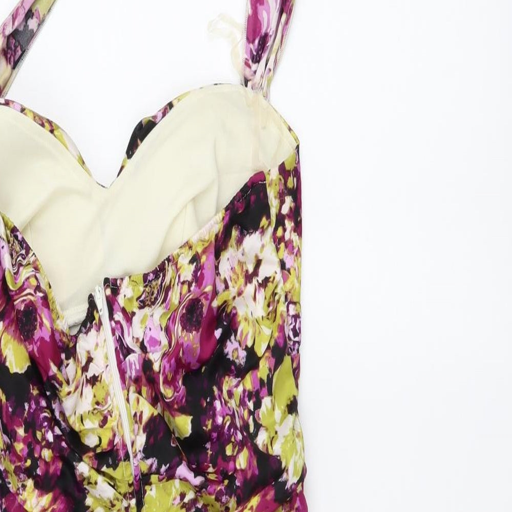 Ruby Rox Womens Multicoloured Floral Polyester Skater Dress Size 6 Halter Zip
