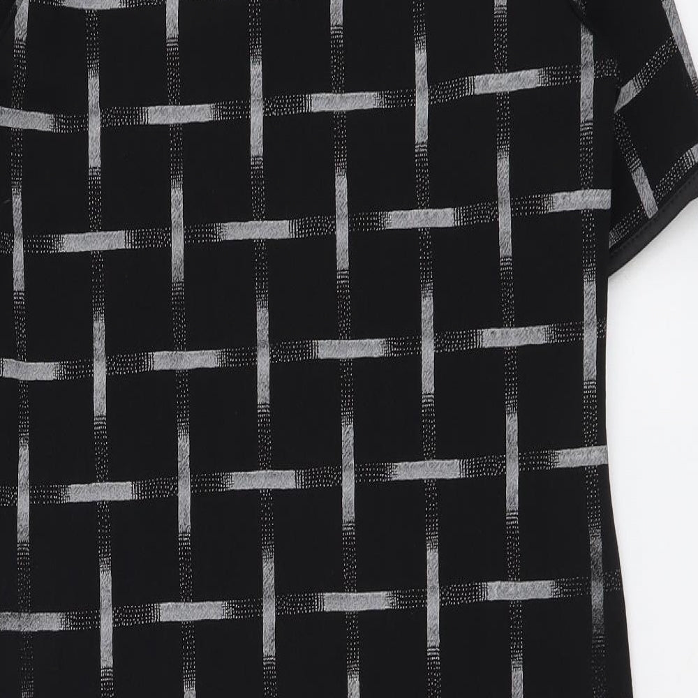 New Look Womens Black Check Polyester Sheath Size 10 Round Neck Pullover