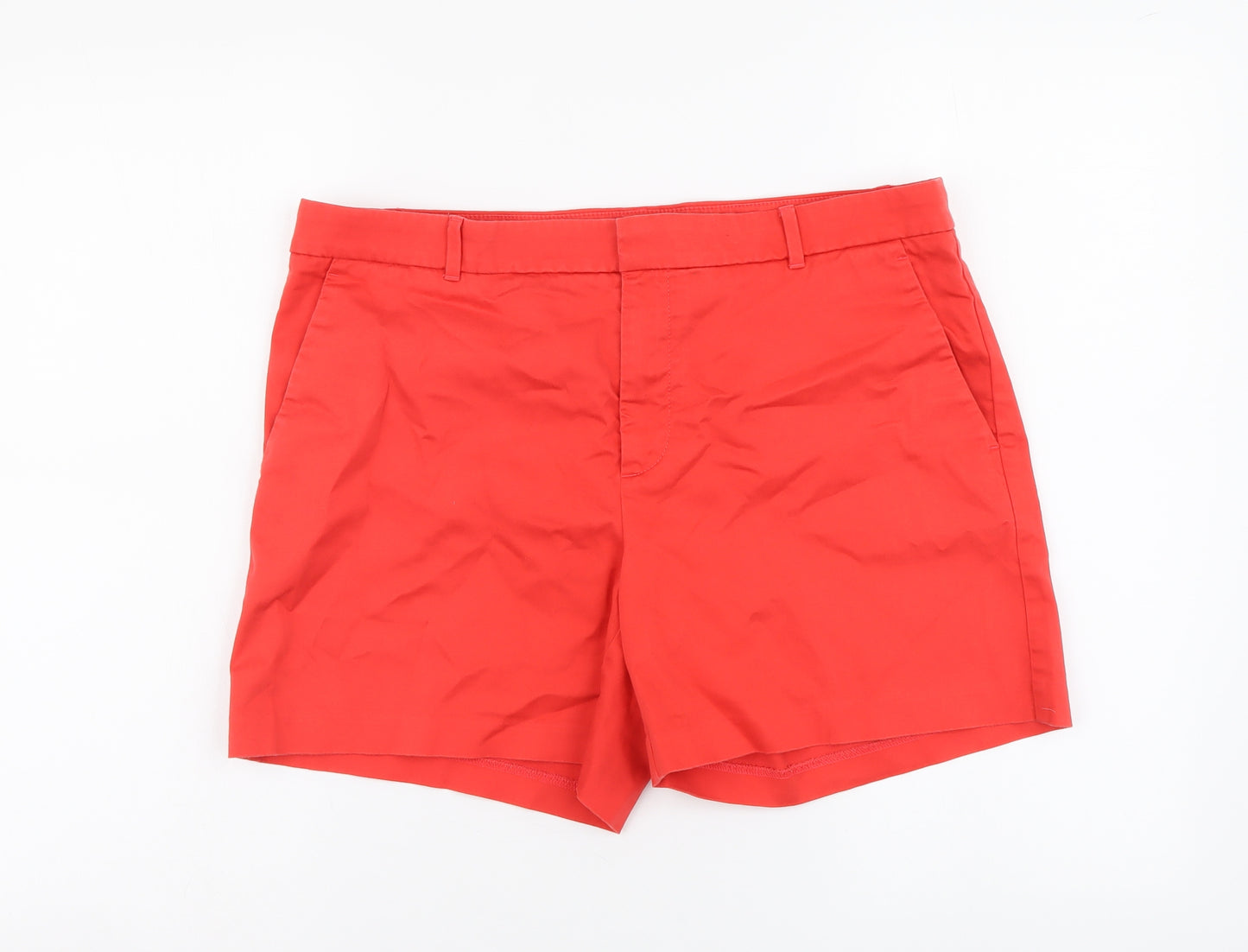 Banana Republic Womens Red Cotton Chino Shorts Size 10 L4 in Regular Button