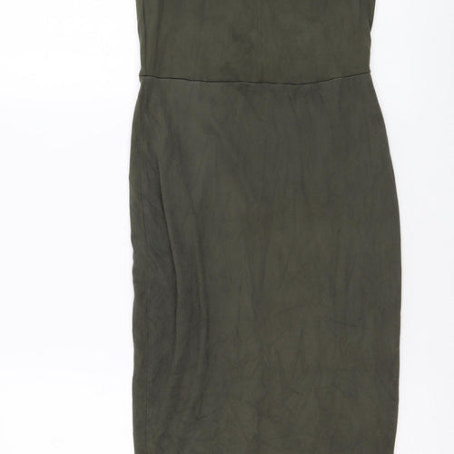 Atmosphere Womens Green Polyester Bodycon Size 8 Mock Neck Pullover