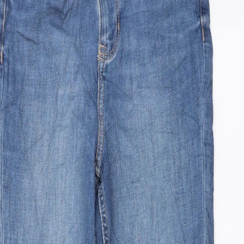 Marks and Spencer Womens Blue Cotton Mom Jeans Size 8 L28 in Regular Button