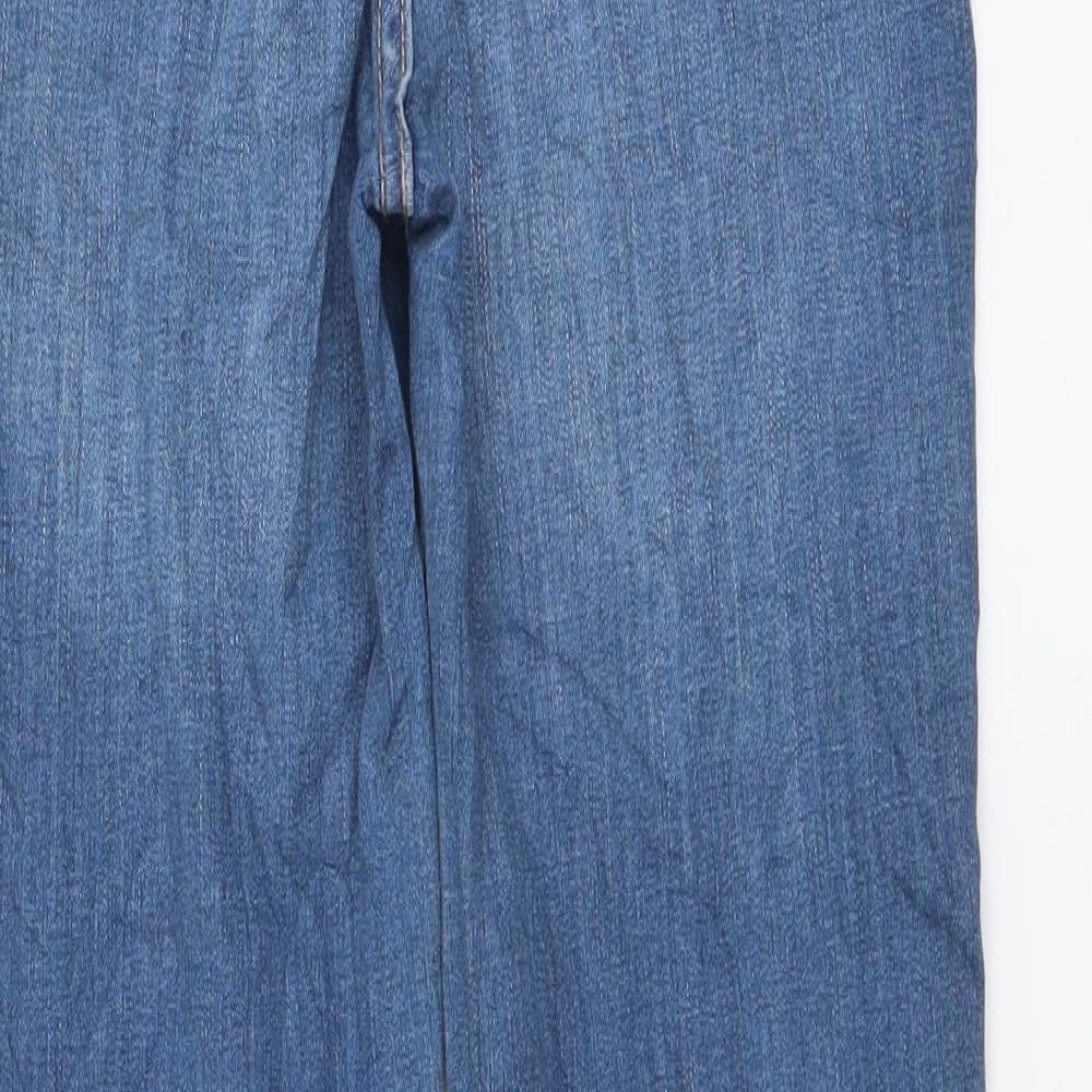 Marks and Spencer Womens Blue Cotton Mom Jeans Size 8 L28 in Regular Button