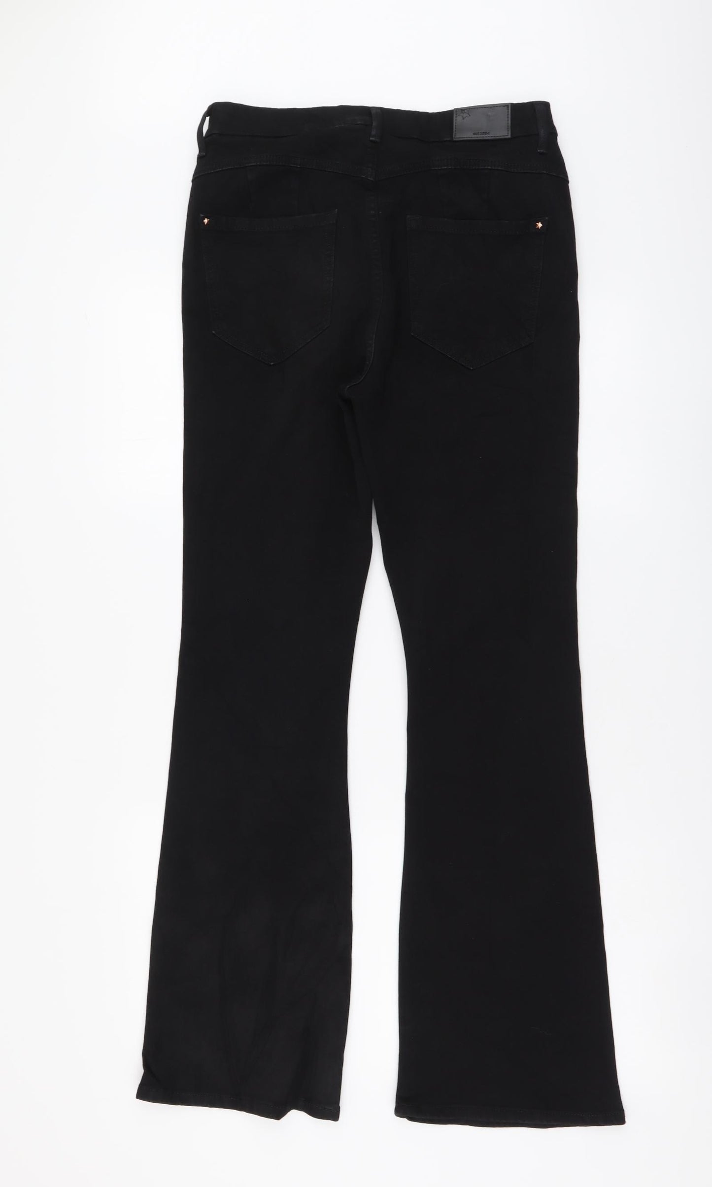 Marks and Spencer Womens Black Cotton Bootcut Jeans Size 12 L30 in Regular Button