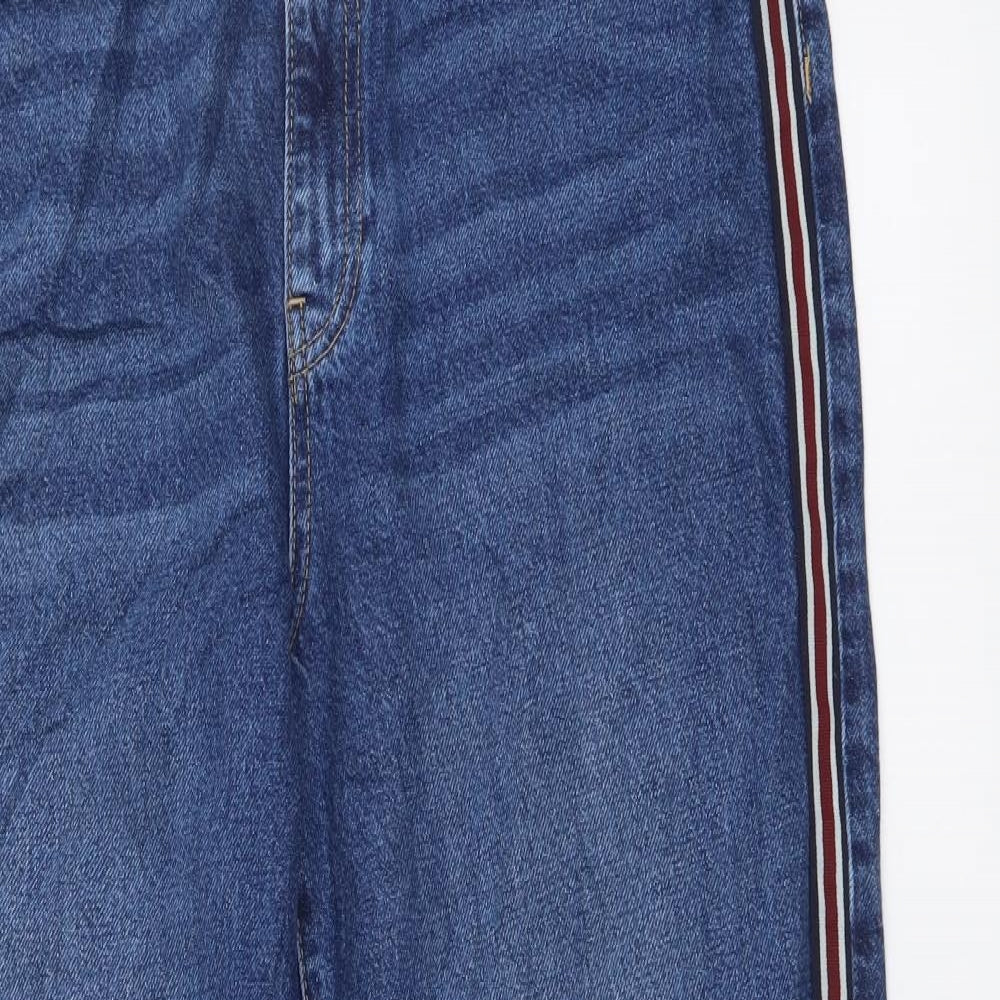 Marks and Spencer Womens Blue Cotton Wide-Leg Jeans Size 16 L30 in Regular Button