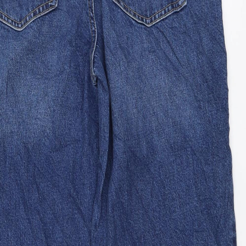 Marks and Spencer Womens Blue Cotton Wide-Leg Jeans Size 16 L30 in Regular Button