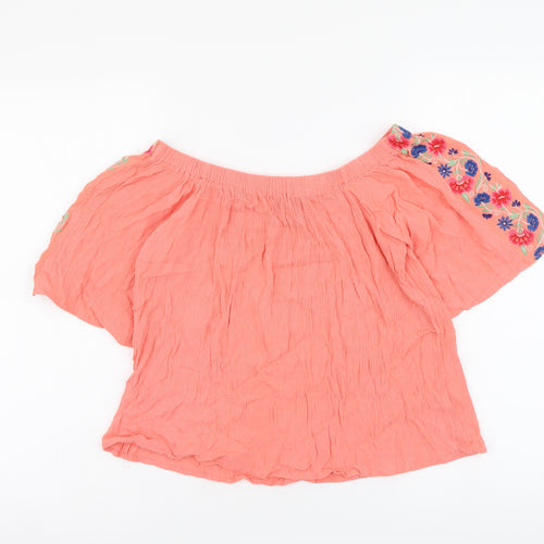 Atmosphere Womens Orange Viscose Basic Blouse Size 10 Off the Shoulder