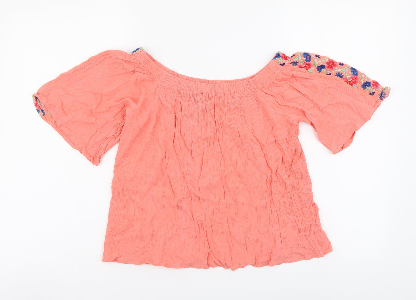 Atmosphere Womens Orange Viscose Basic Blouse Size 10 Off the Shoulder