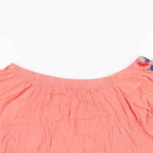 Atmosphere Womens Orange Viscose Basic Blouse Size 10 Off the Shoulder