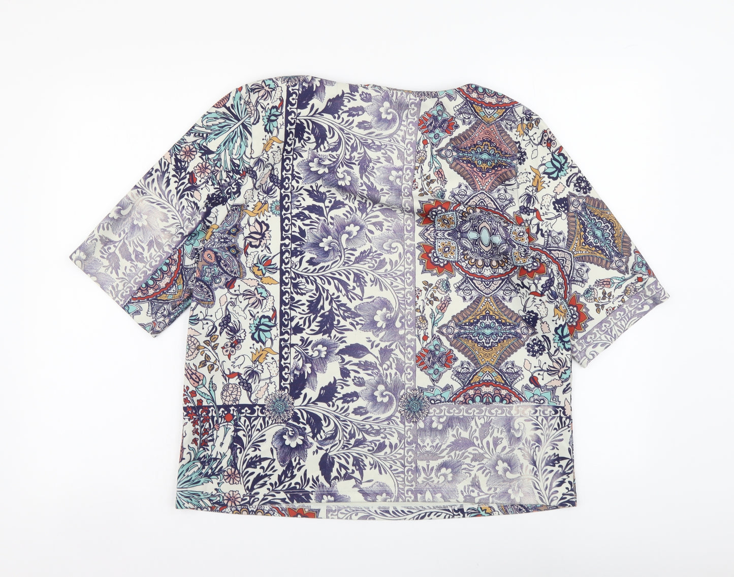 NEXT Womens Multicoloured Geometric Polyester Basic Blouse Size 12 Round Neck