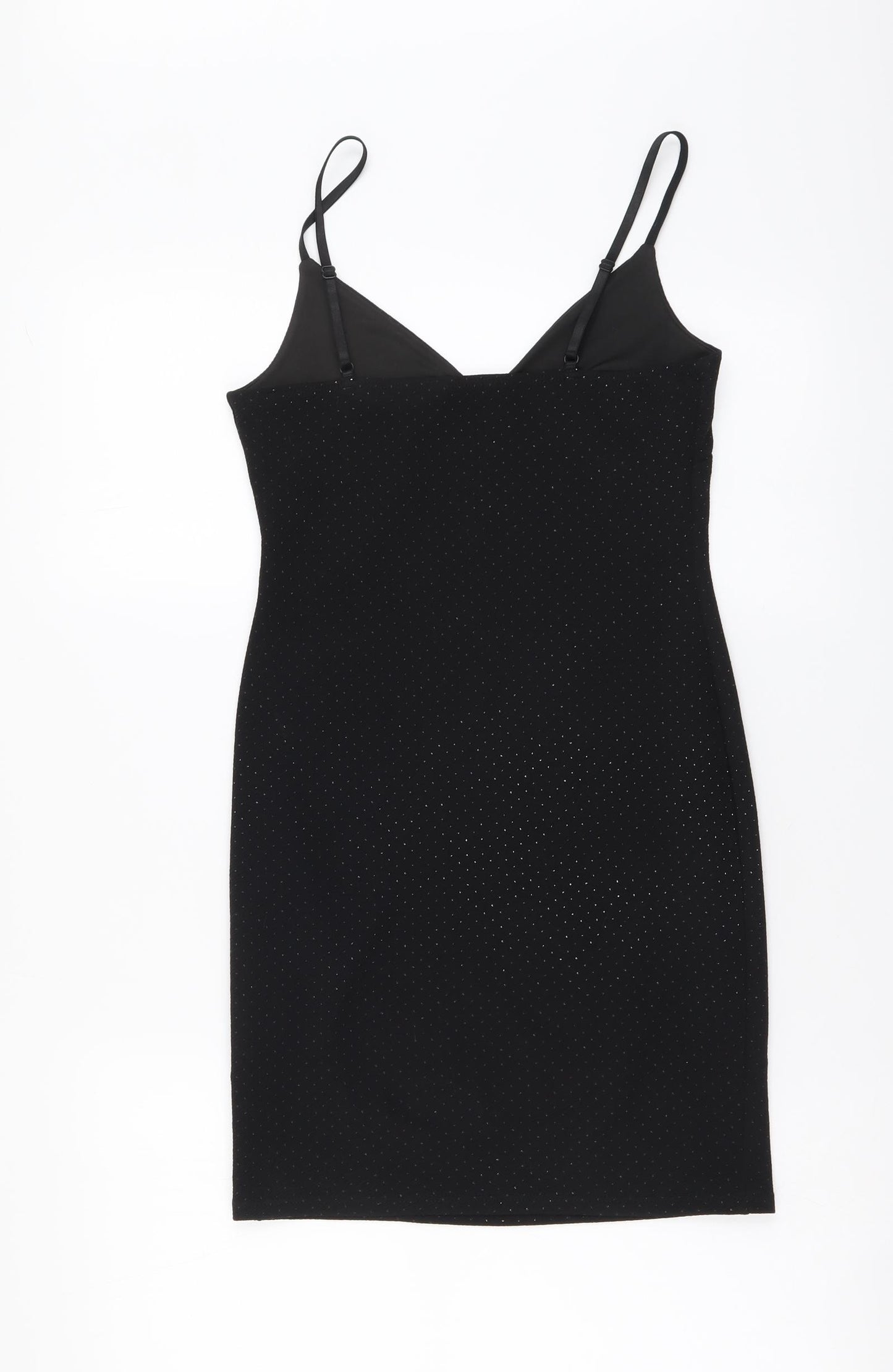 Topshop Womens Black Polyester Mini Size 8 V-Neck Pullover
