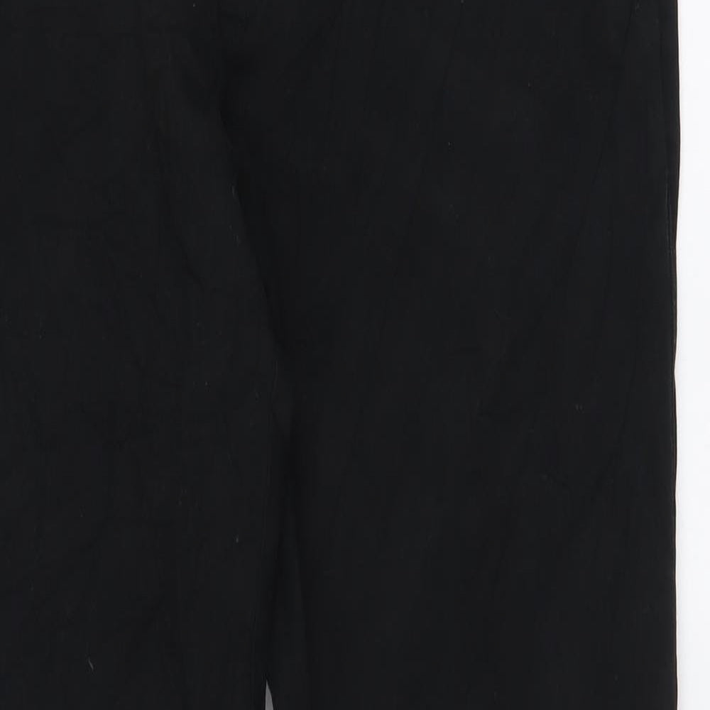 Marks and Spencer Mens Black Cotton Trousers Size 36 in L29 in Regular Button