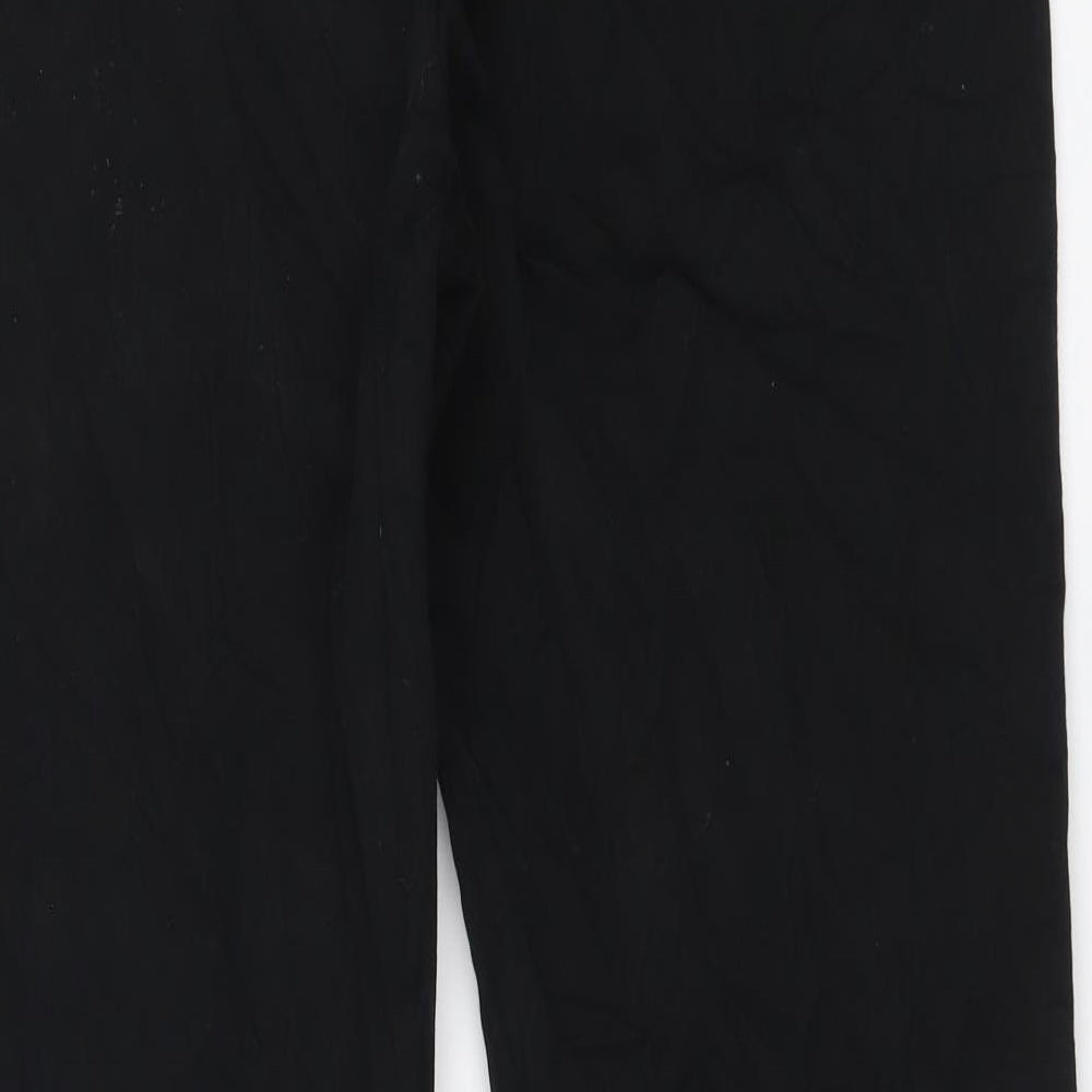 Marks and Spencer Mens Black Cotton Trousers Size 36 in L29 in Regular Button