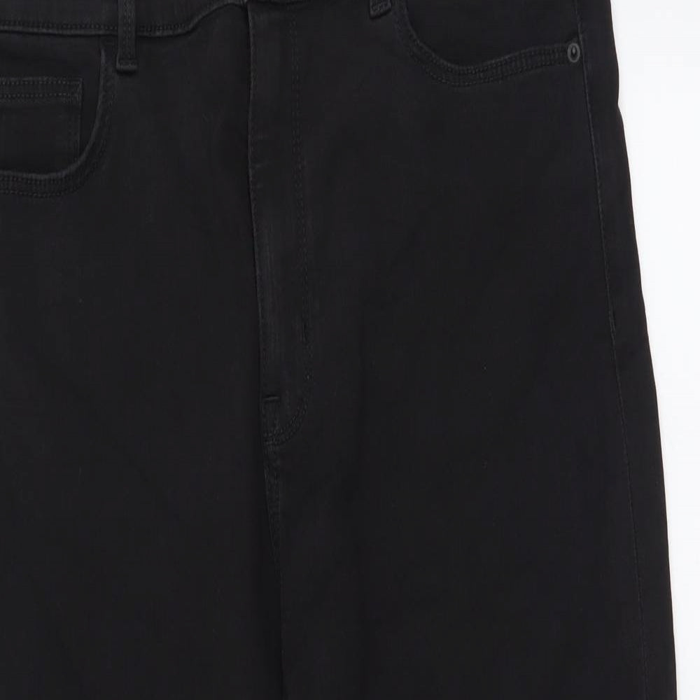 Marks and Spencer Womens Black Cotton Cropped Jeans Size 16 L22 in Regular Button