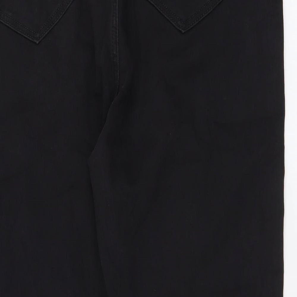 Marks and Spencer Womens Black Cotton Cropped Jeans Size 16 L22 in Regular Button