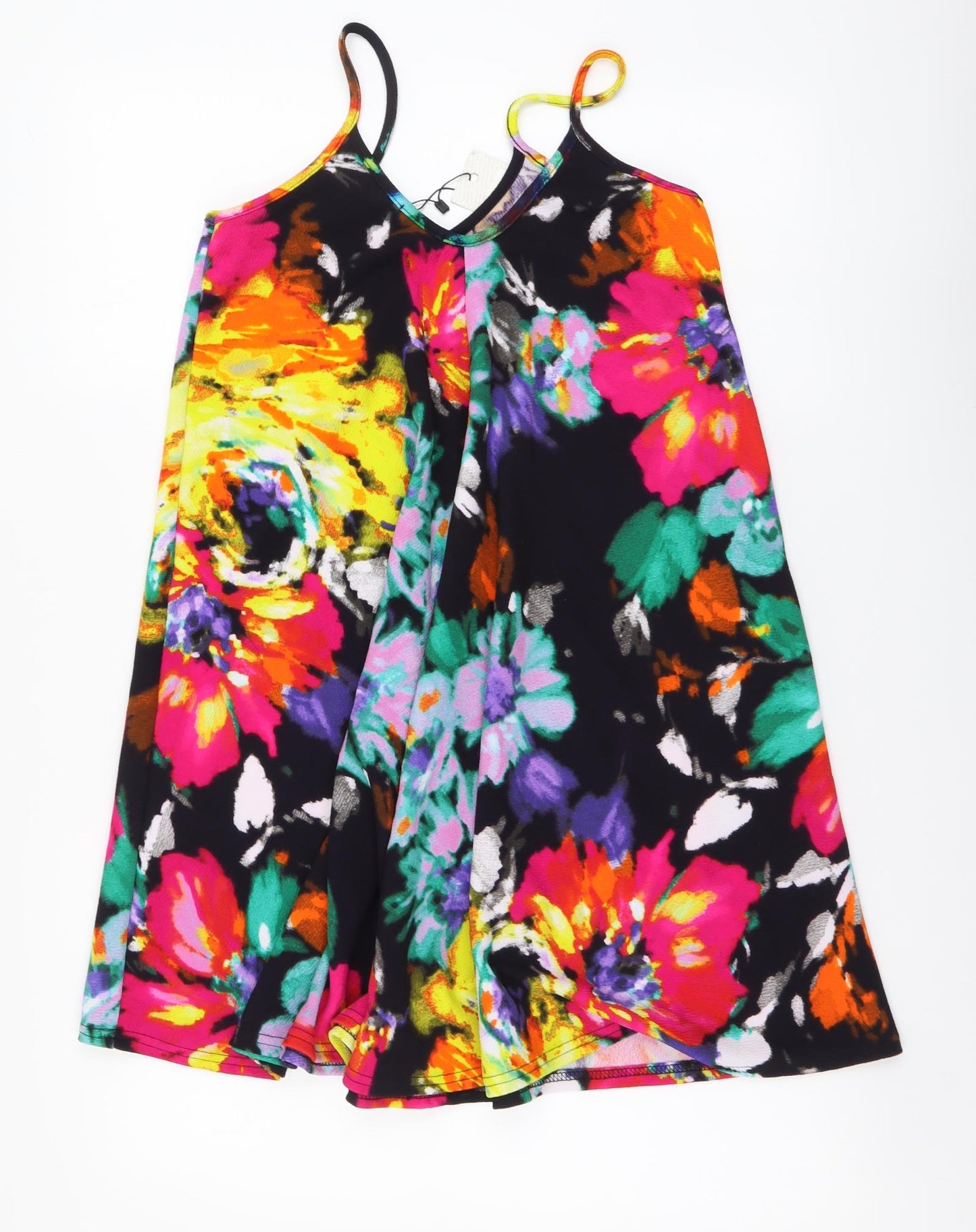 Boohoo Womens Multicoloured Floral Polyester A-Line Size S V-Neck Pullover