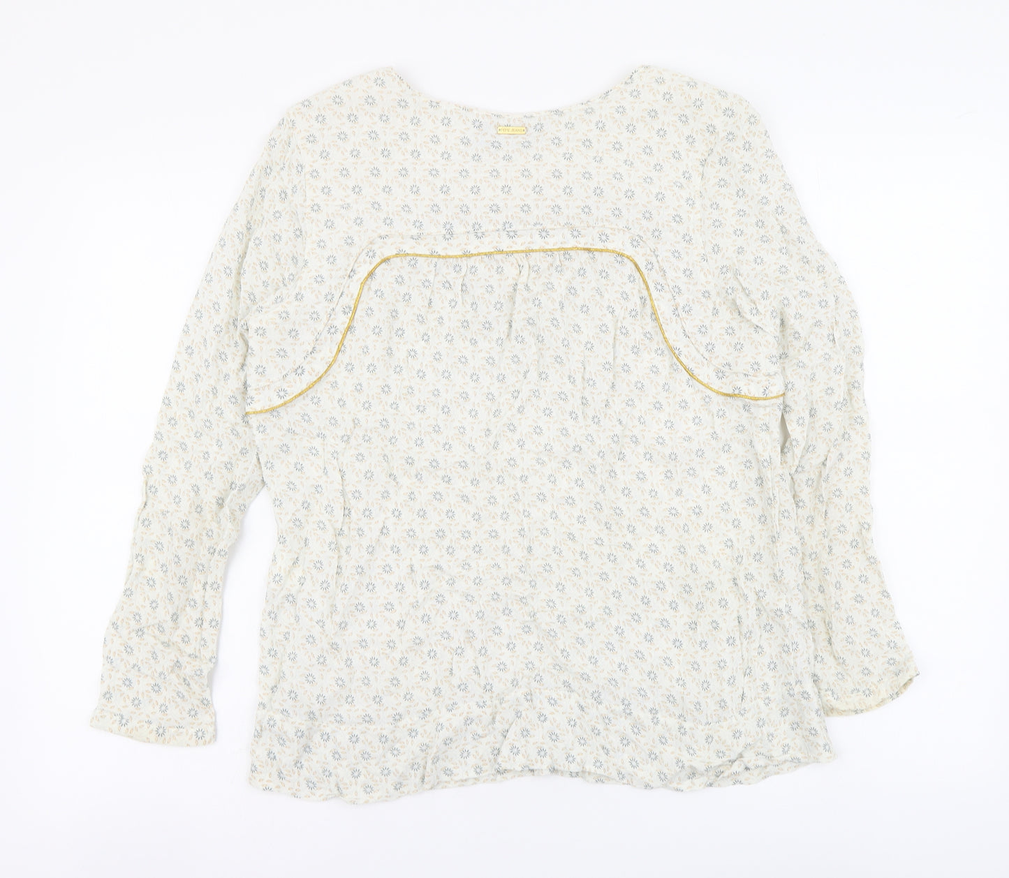 Pepe Jeans Womens Beige Floral Polyester Basic Blouse Size M Round Neck