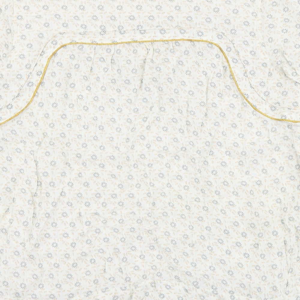 Pepe Jeans Womens Beige Floral Polyester Basic Blouse Size M Round Neck