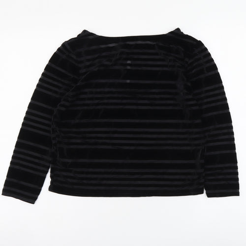 Cooperative Womens Black Striped Polyester Basic Blouse Size S Round Neck