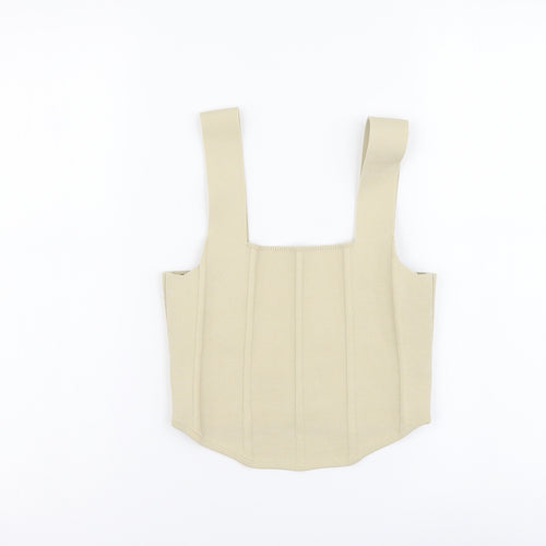 Primark Womens Beige Polyester Cropped Tank Size S Square Neck