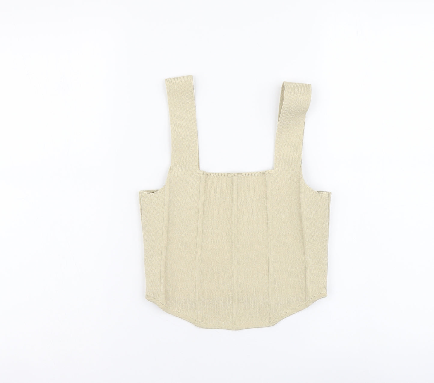 Primark Womens Beige Polyester Cropped Tank Size S Square Neck