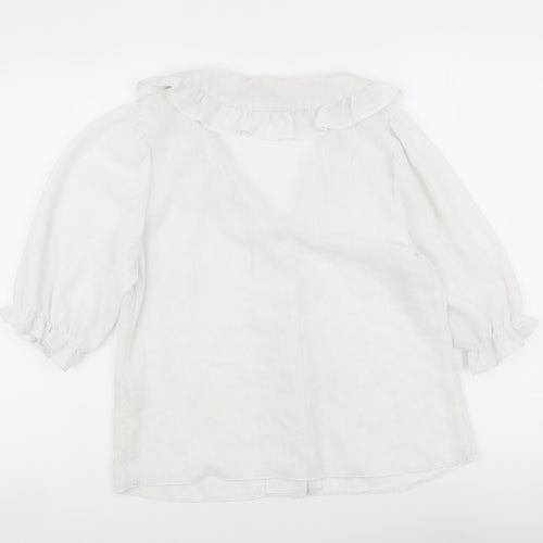 New Look Womens White Polyester Basic Button-Up Size 12 Collared