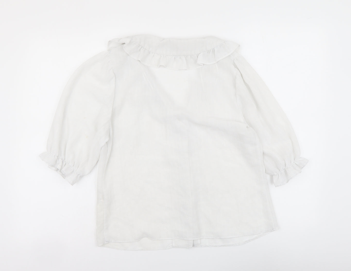 New Look Womens White Polyester Basic Button-Up Size 12 Collared
