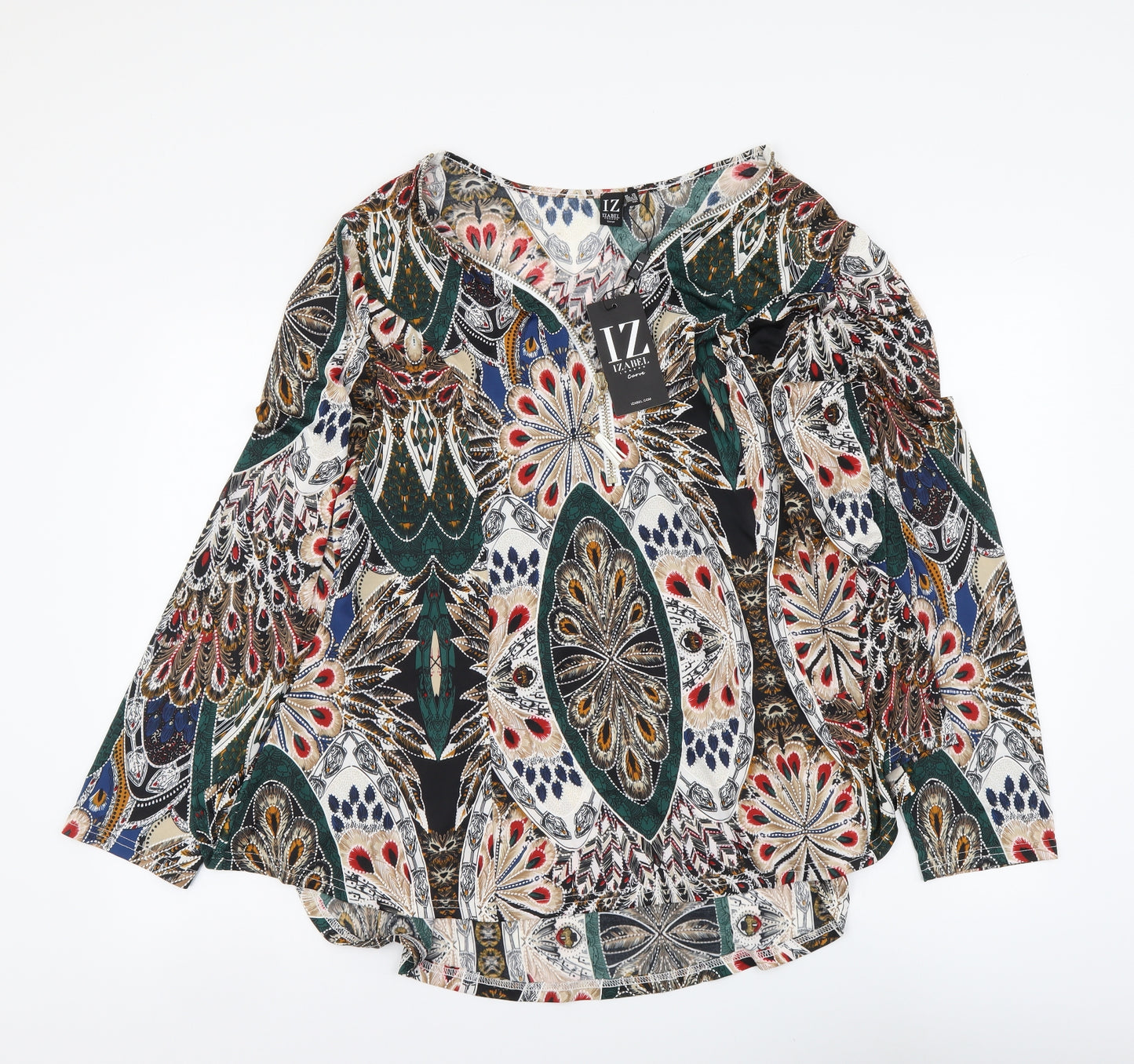 Izabel Womens Multicoloured Geometric Polyester Basic Blouse Size 20 V-Neck