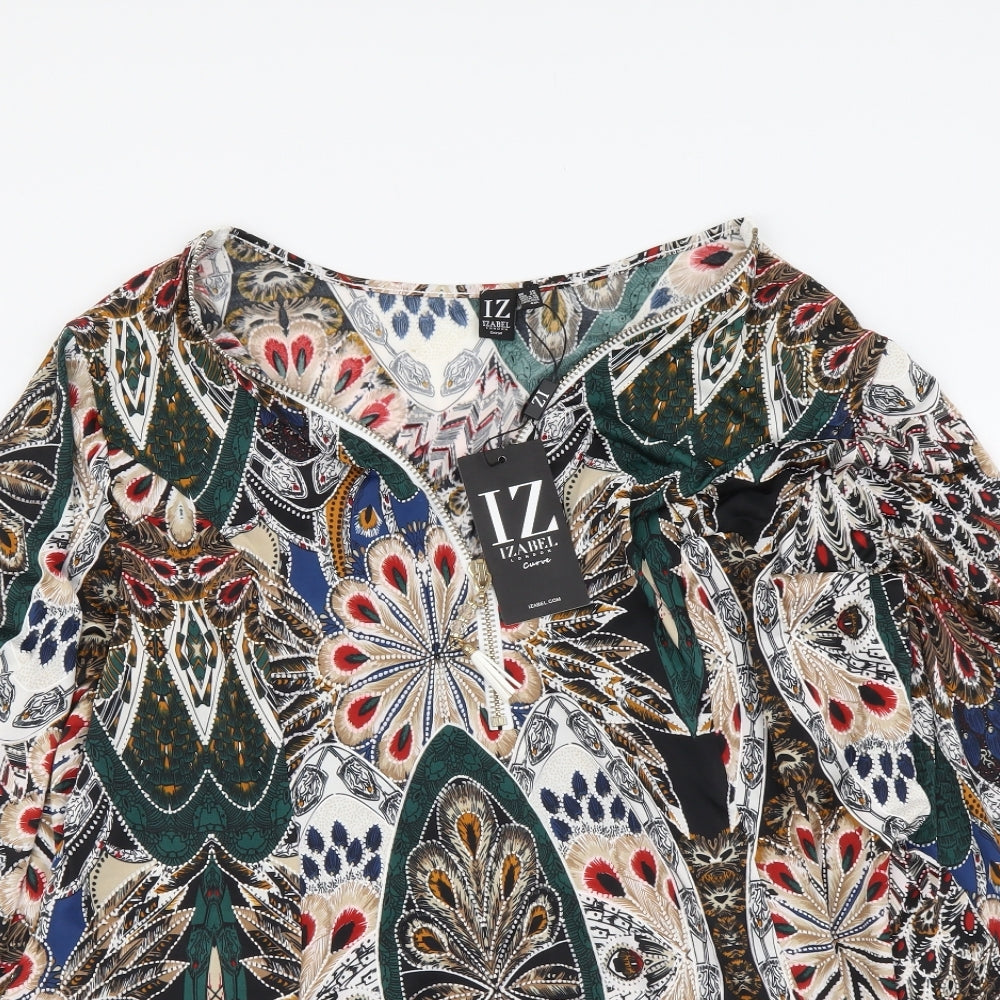Izabel Womens Multicoloured Geometric Polyester Basic Blouse Size 20 V-Neck