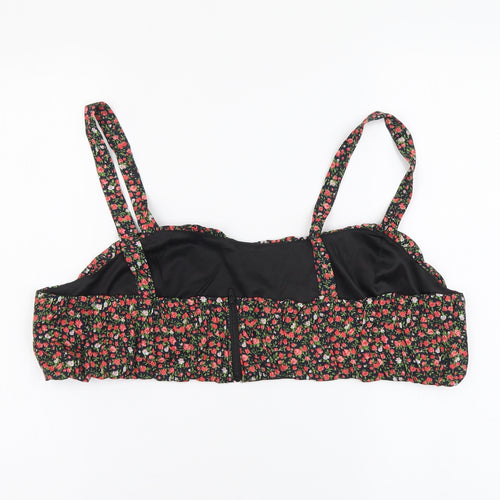 Boohoo Womens Black Floral Polyester Cropped Tank Size 20 Square Neck