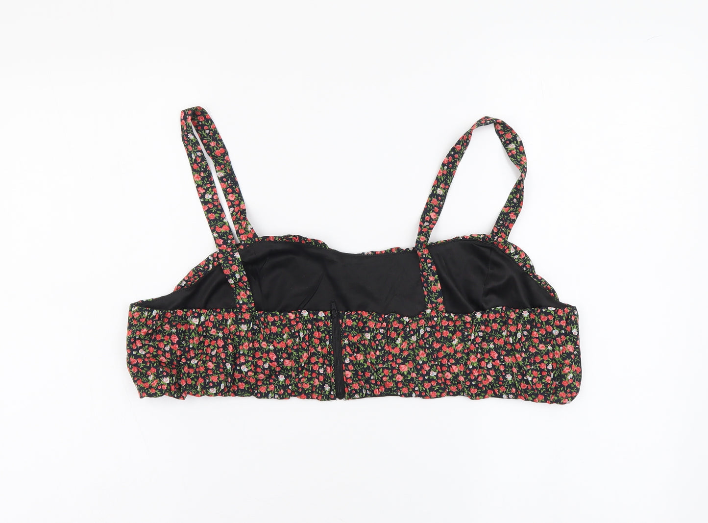 Boohoo Womens Black Floral Polyester Cropped Tank Size 20 Square Neck