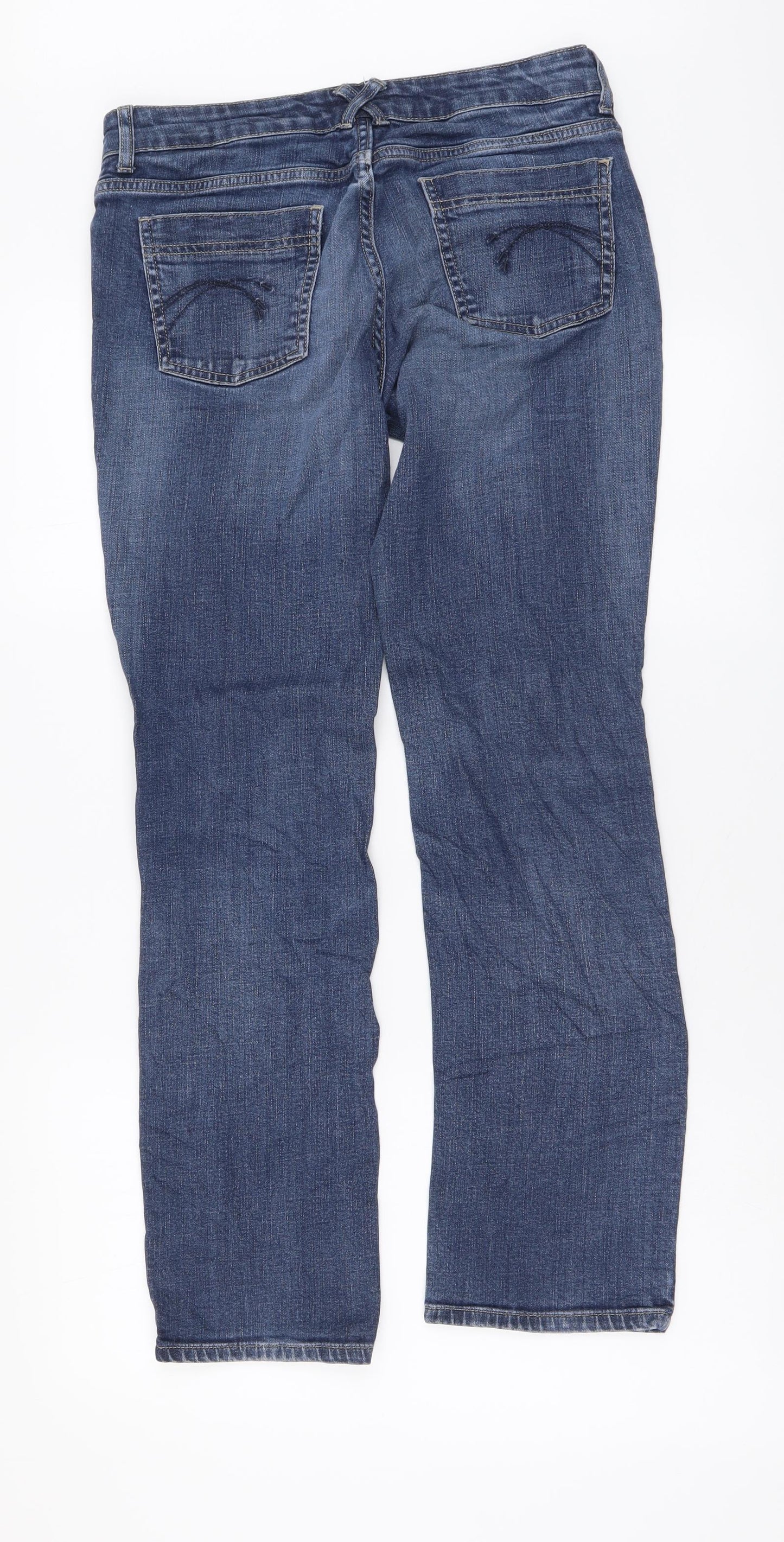 Marks and Spencer Womens Black Cotton Straight Jeans Size 12 L29 in Regular Button