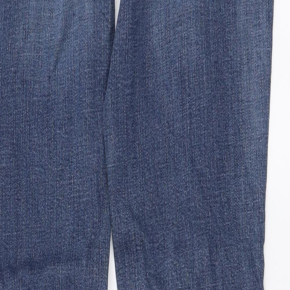 Marks and Spencer Womens Black Cotton Straight Jeans Size 12 L29 in Regular Button
