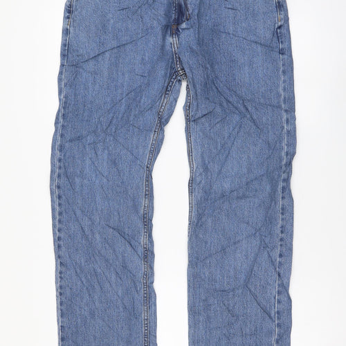 Marks and Spencer Mens Blue Cotton Skinny Jeans Size 32 in L31 in Regular Button