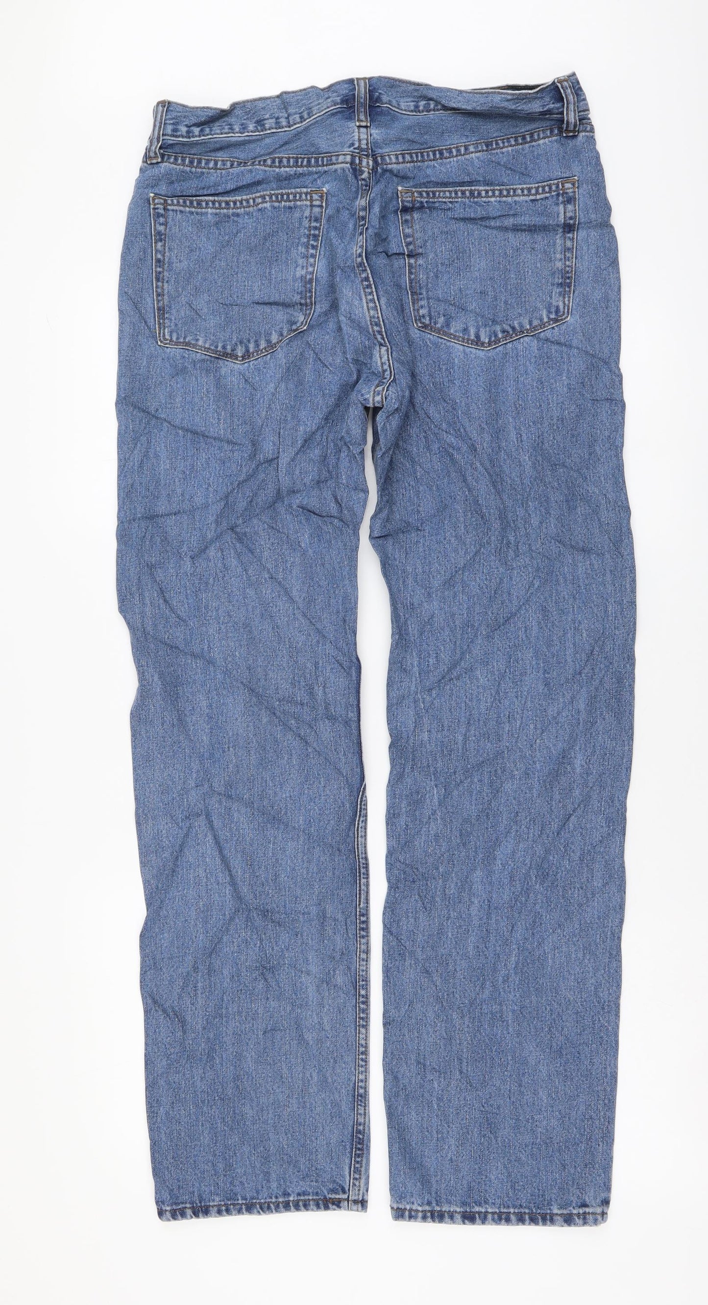 Marks and Spencer Mens Blue Cotton Skinny Jeans Size 32 in L31 in Regular Button