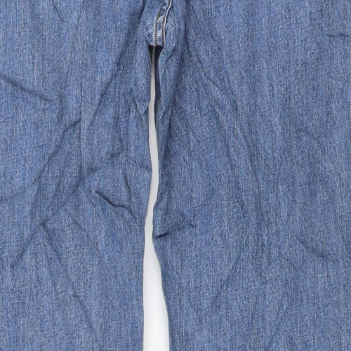 Marks and Spencer Mens Blue Cotton Skinny Jeans Size 32 in L31 in Regular Button