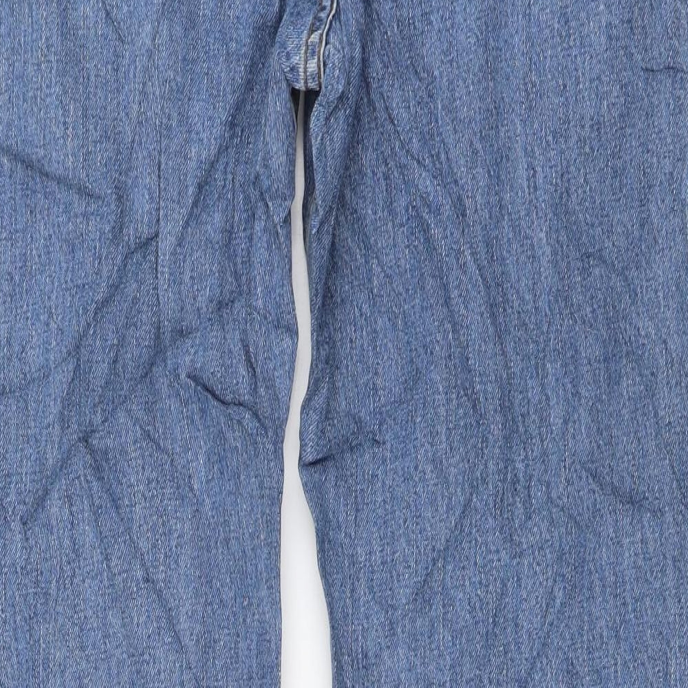 Marks and Spencer Mens Blue Cotton Skinny Jeans Size 32 in L31 in Regular Button