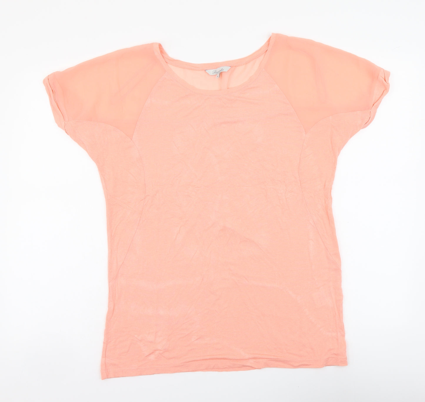 Peacocks Womens Pink Polyester Basic T-Shirt Size 14 Round Neck