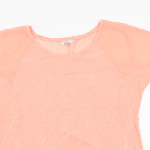 Peacocks Womens Pink Polyester Basic T-Shirt Size 14 Round Neck