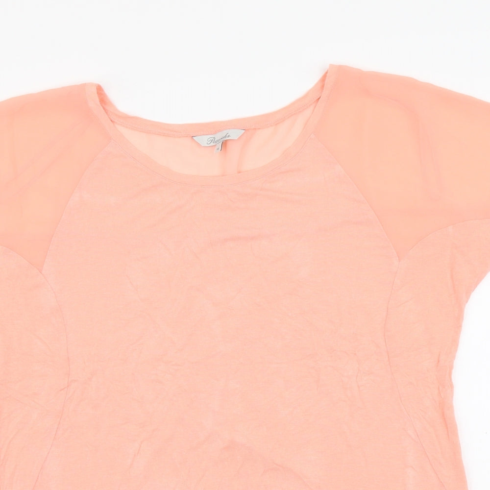 Peacocks Womens Pink Polyester Basic T-Shirt Size 14 Round Neck