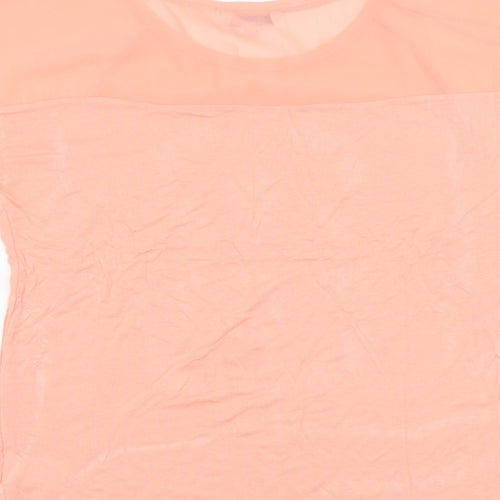 Peacocks Womens Pink Polyester Basic T-Shirt Size 14 Round Neck