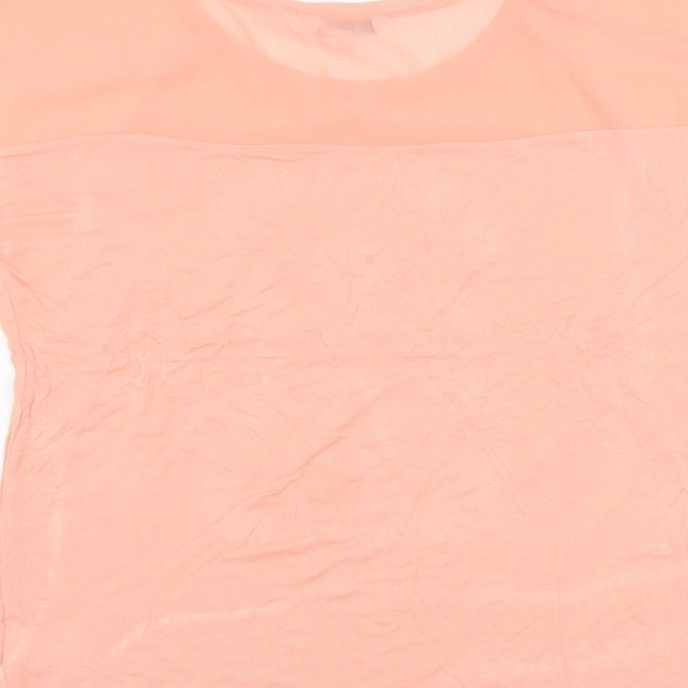 Peacocks Womens Pink Polyester Basic T-Shirt Size 14 Round Neck
