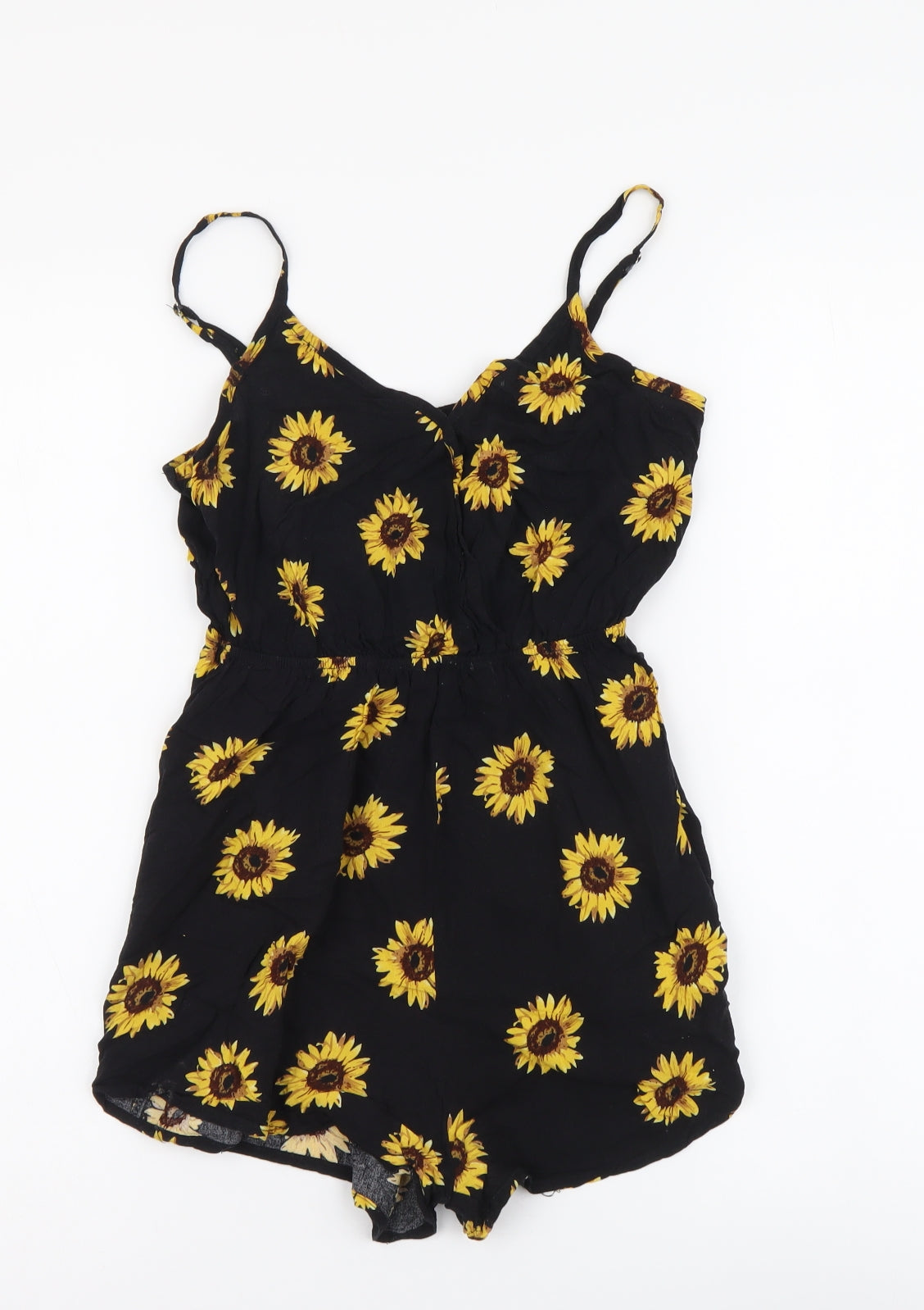 Zaful Womens Black Floral Polyester Playsuit One-Piece Size 4 Pullover