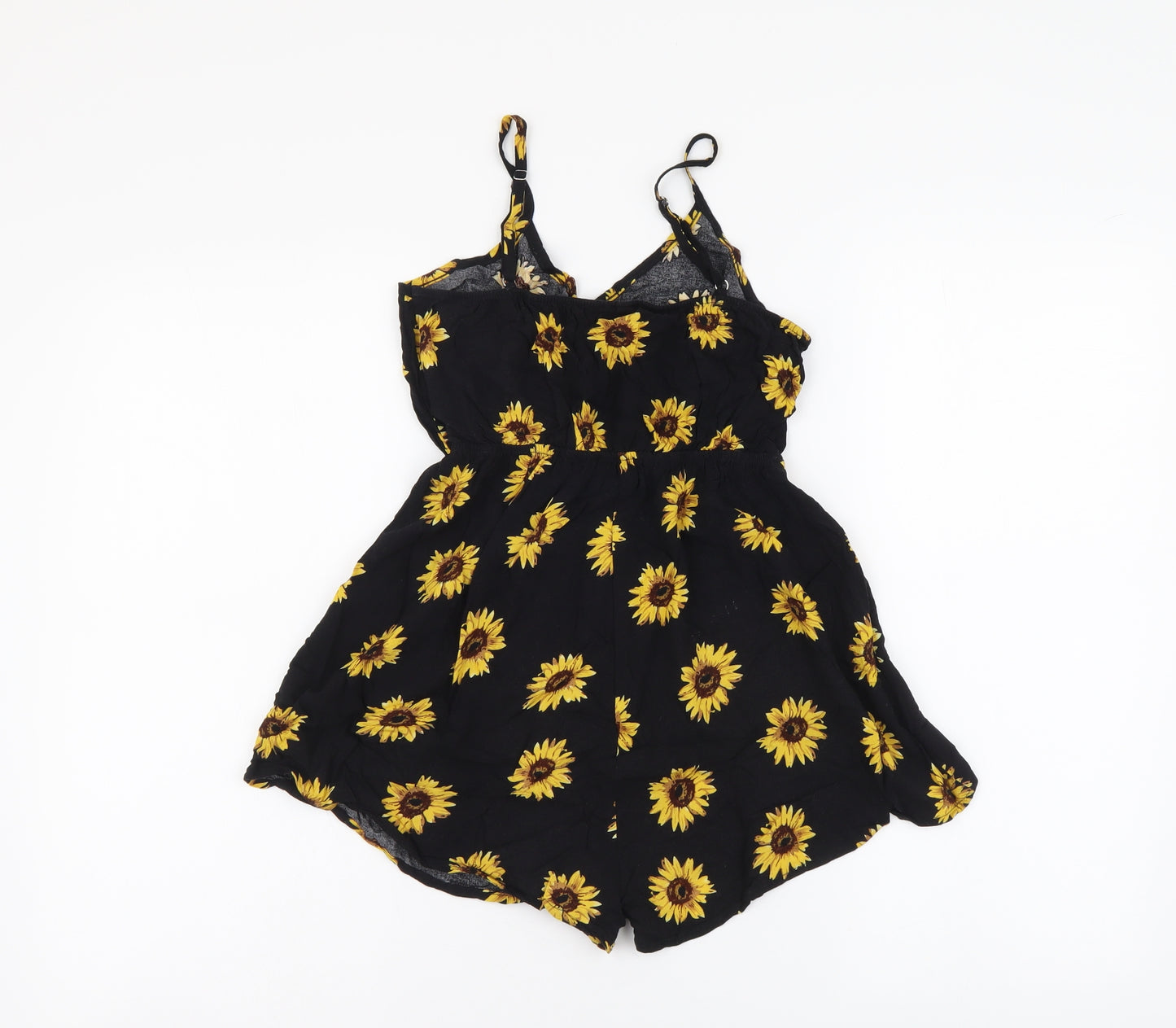 Zaful Womens Black Floral Polyester Playsuit One-Piece Size 4 Pullover