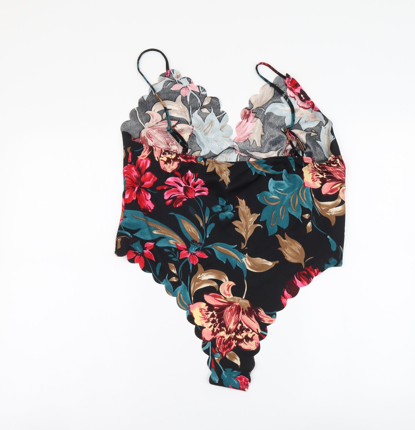 SheIn Womens Multicoloured Floral Polyester Bodysuit One-Piece Size XL Snap