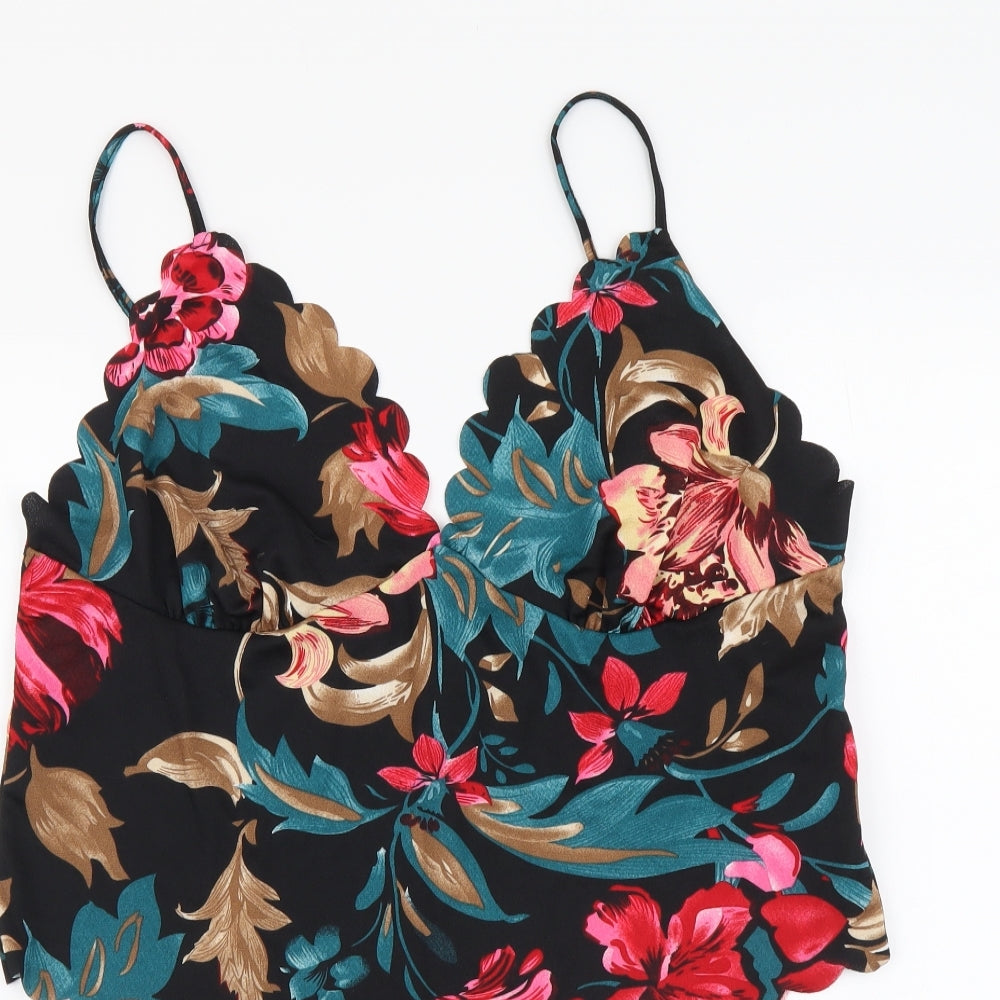 SheIn Womens Multicoloured Floral Polyester Bodysuit One-Piece Size XL Snap
