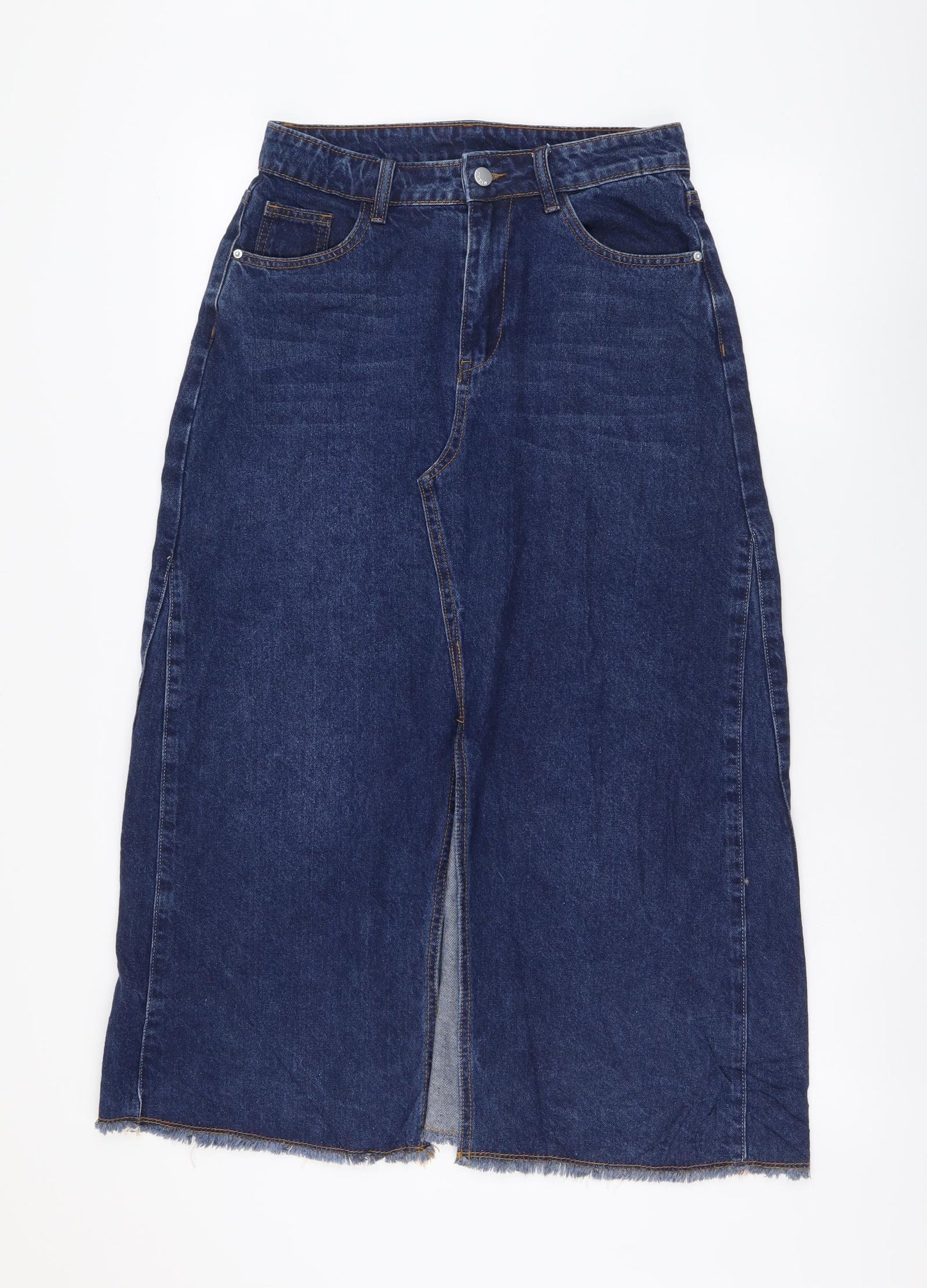 SheIn Womens Blue Cotton A-Line Skirt Size M Button